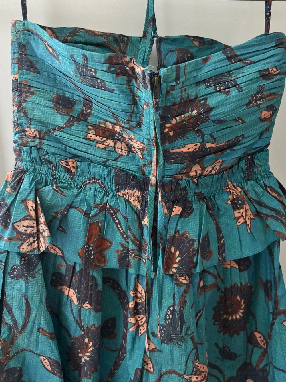 Ulla Johnson Isidro Romper Playsuit 6 Lagoon Teal Floral Print Resort Luxury